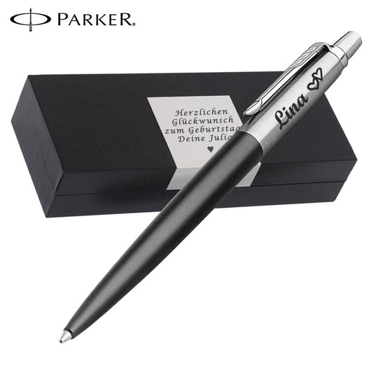 PARKER JOTTER CORE Bond Street Black C.C. Kugelschreiber mit Wunschgravur Mittlere Spitze Blaue Tinte Geschenkbox mit Gravur