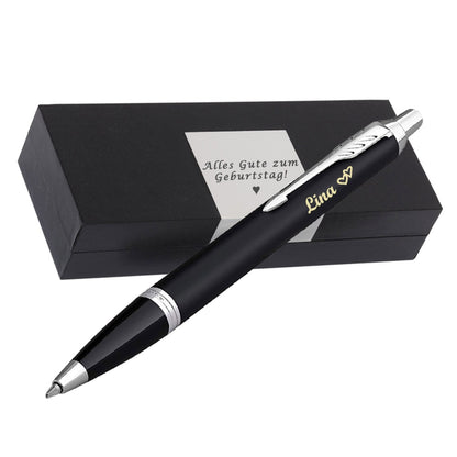 PARKER IM CORE Black Lacquer C.C. Kugelschreiber mit Wunschgravur Geschenkbox mit Gravur