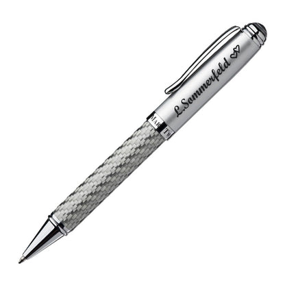Mark Twain Exklusive Kugelschreiber mit Gravur aus Metall inklusive Geschenkbox - in silbernem Karbondesign