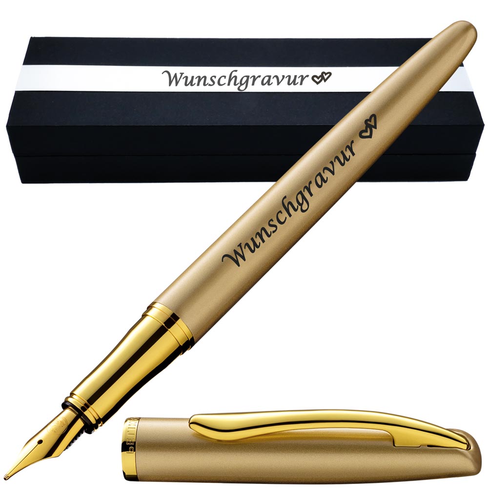 Pelikan Füllhalter Jazz® Noble Elegance mit Gravur als Geschenk | Emojis Gravur möglich | Farbe Gold | personalisiert mit Wunschgravur
