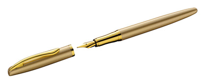 Pelikan Füllhalter Jazz® Noble Elegance mit Gravur als Geschenk | inkl. Etui gold mit Wunschgravur (Platz für 10 Stifte) | Emojis Gravur möglich | Farbe Gold | personalisiert mit Wunschgravur