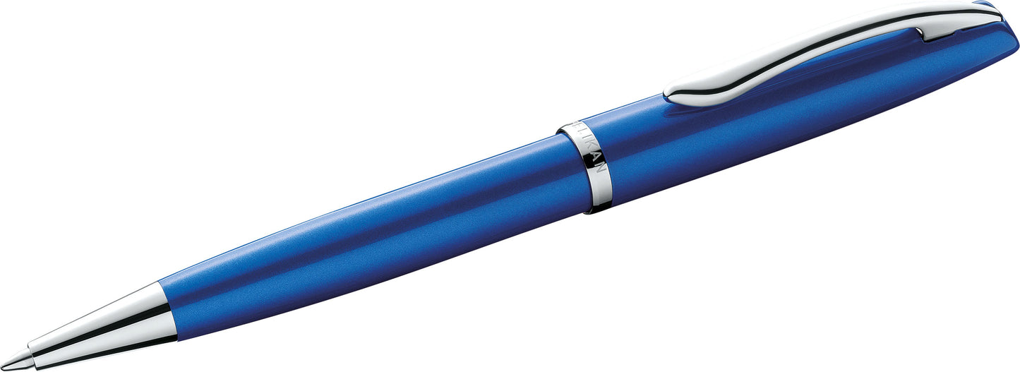 PeIikan Kugelschreiber mit Gravur als Geschenk | inkl. Etui mit Wunschgravur (Platz für 10 Stifte) | Emoji Gravur | Kugelschreiber Jazz Noble Elegance Saphire Blau
