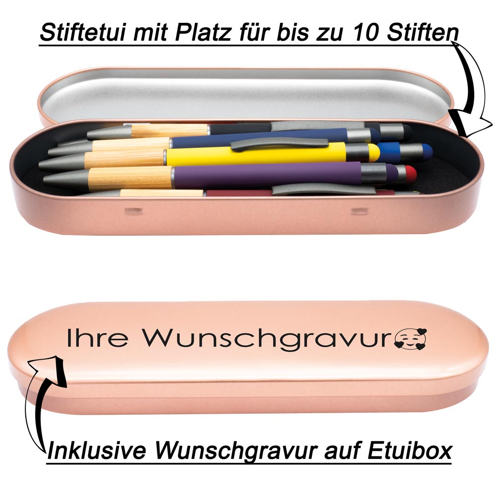 PeIikan Kugelschreiber mit Gravur als Geschenk | inkl. Etui mit Wunschgravur (Platz für 10 Stifte) | Emoji Gravur | Kugelschreiber Jazz Noble Elegance Perlmutt Weiß