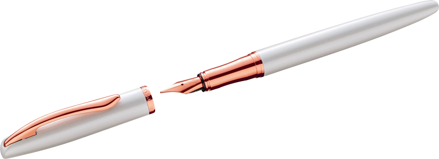 Pelikan Füllhalter Jazz® Noble Elegance mit Gravur als Geschenk | inkl. Etui mit Wunschgravur (Platz für 10 Stifte) | Emojis Gravur möglich | Farbe Perlmutt Weiß | personalisiert mit Wunschgravur
