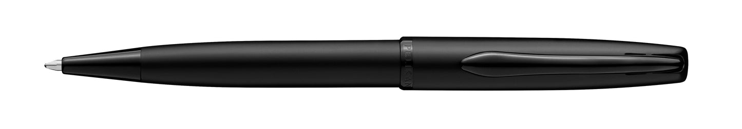 PeIikan Kugelschreiber mit Gravur als Geschenk | inkl. Etui mit Wunschgravur (Platz für 10 Stifte) | Emoji Gravur | Kugelschreiber Jazz Noble Elegance Carbon Schwarz