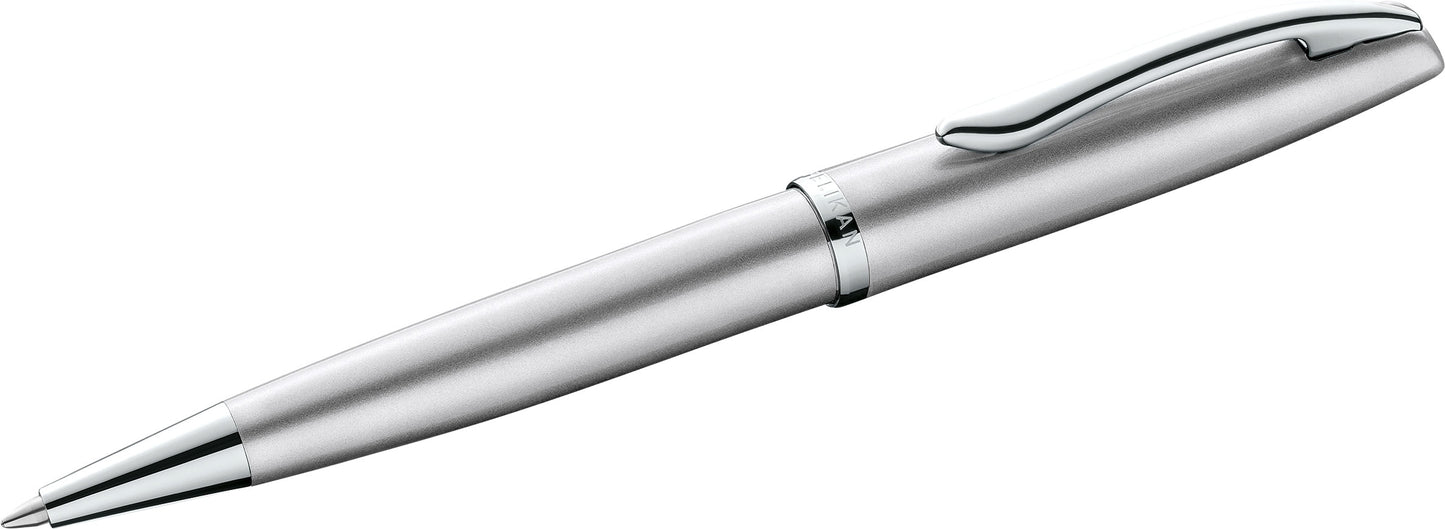 PeIikan Kugelschreiber mit Gravur als Geschenk | inkl. Etui mit Wunschgravur (Platz für 10 Stifte) | Emoji Gravur | Kugelschreiber Jazz Noble Elegance Silber