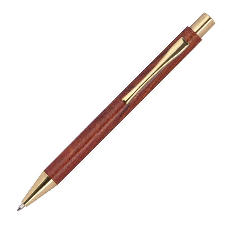 Kugelschreiber aus Holz  mit goldenen Applikationen | blau schreibend | Kugelschreiber personalisiert |