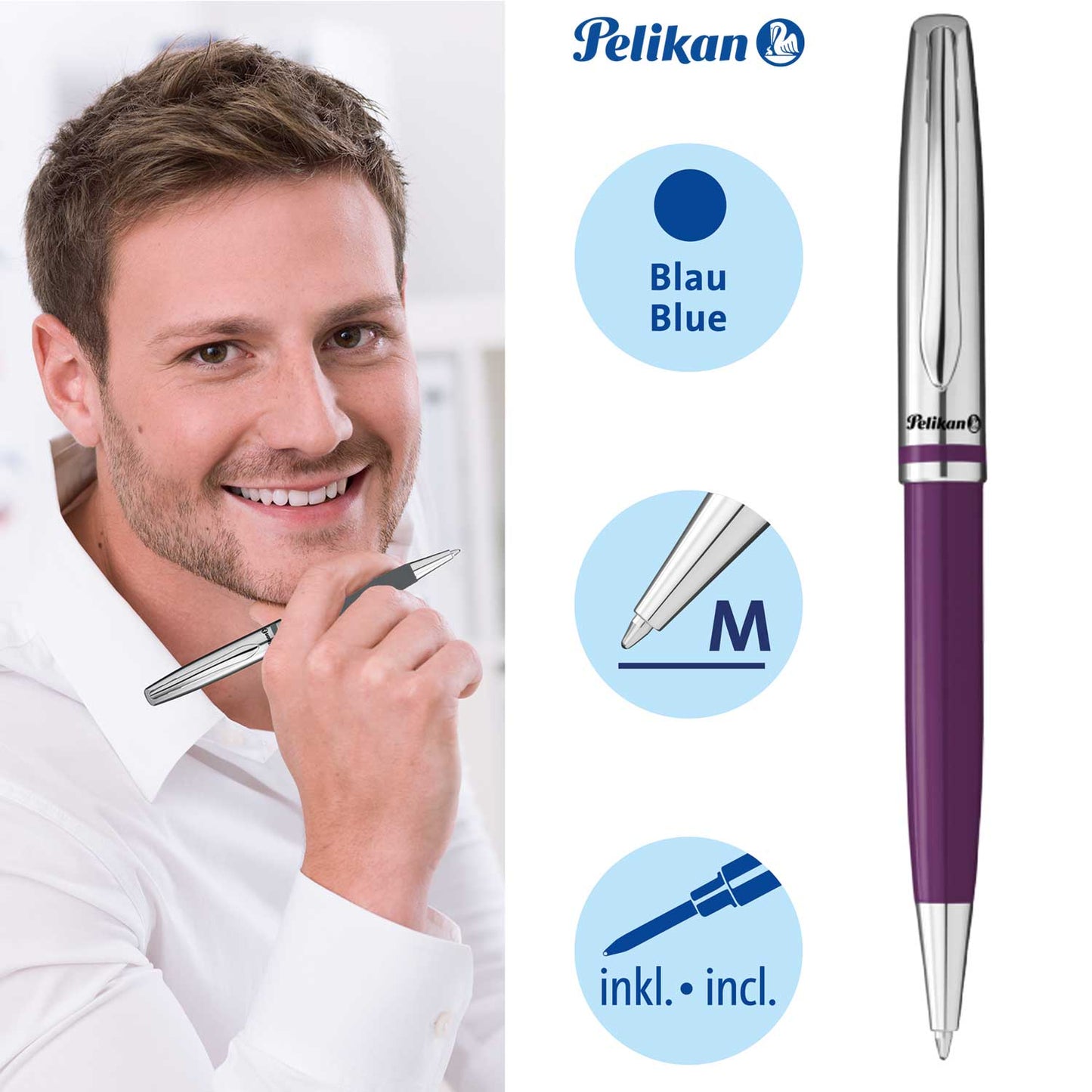 PeIikan Kugelschreiber mit Gravur als Geschenk & Symbol mit Geschenkverpackung Jazz Classic Violett