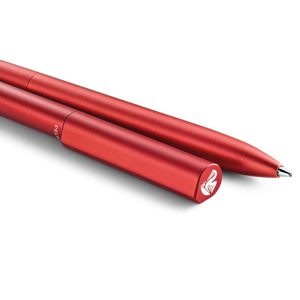 Pelikan Kugelschreiber Ineo® Feuer- Rot mit Wunschgravur | inkl. Etui mit Gravur (Platz für 10 Stifte) |