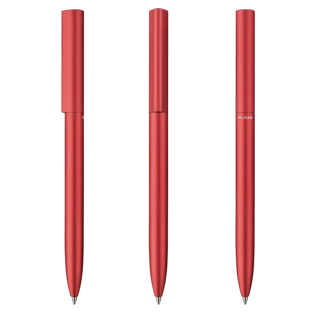 Pelikan Kugelschreiber Ineo® Feuer- Rot mit Wunschgravur | inkl. Etui mit Gravur (Platz für 10 Stifte) |