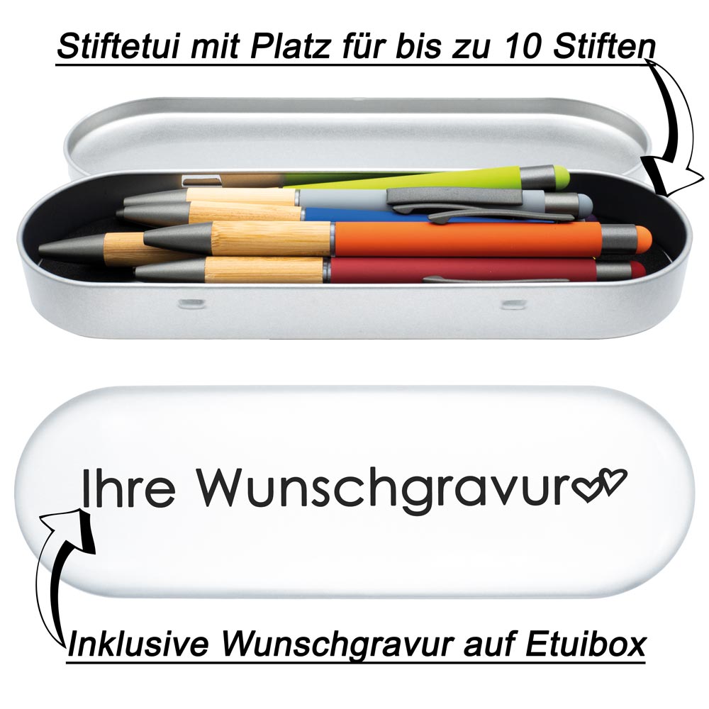 Pelikan Kugelschreiber Ineo® mit Gravur | inkl. Etui mit Wunschgravur (Platz für 10 Stifte) | Frühlings- Grün |