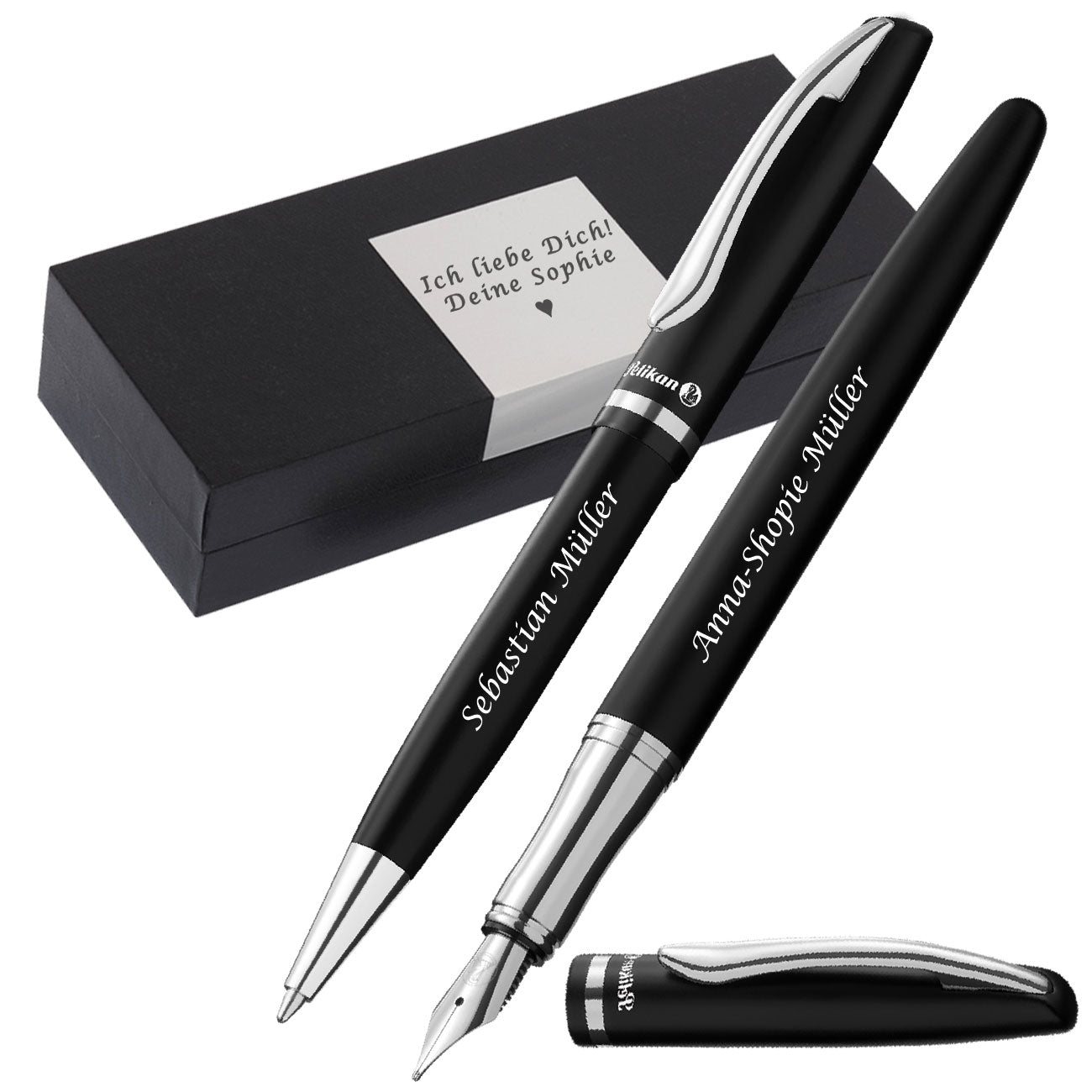 Pelikan Jazz Elegance Schreibset Schwarz mit Gravur