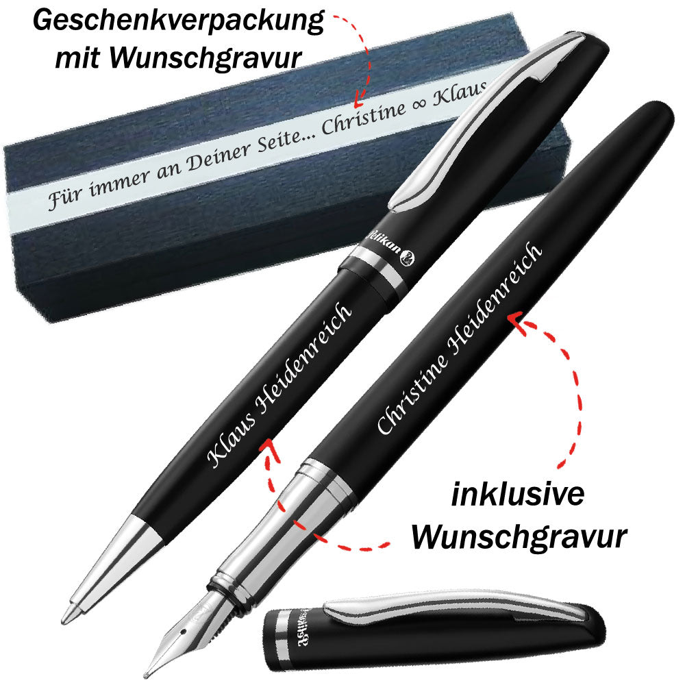 Pelikan Jazz Elegance Schreibset Schwarz mit Gravur