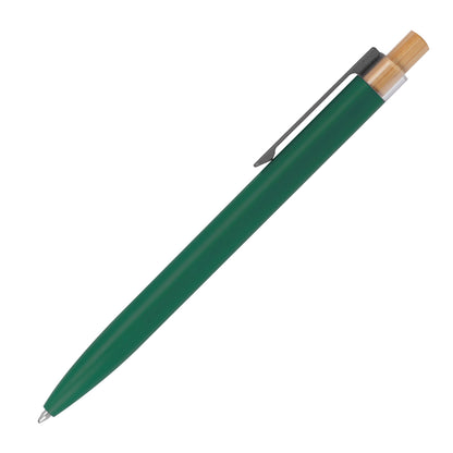 Schreibset mit Wunschgravur | Kugelschreiber und Rollerball | Bambusdrücker | recyceltes Aluminium | Blau schreibend  Schriftarten | Werbekugelschreiber Gravur