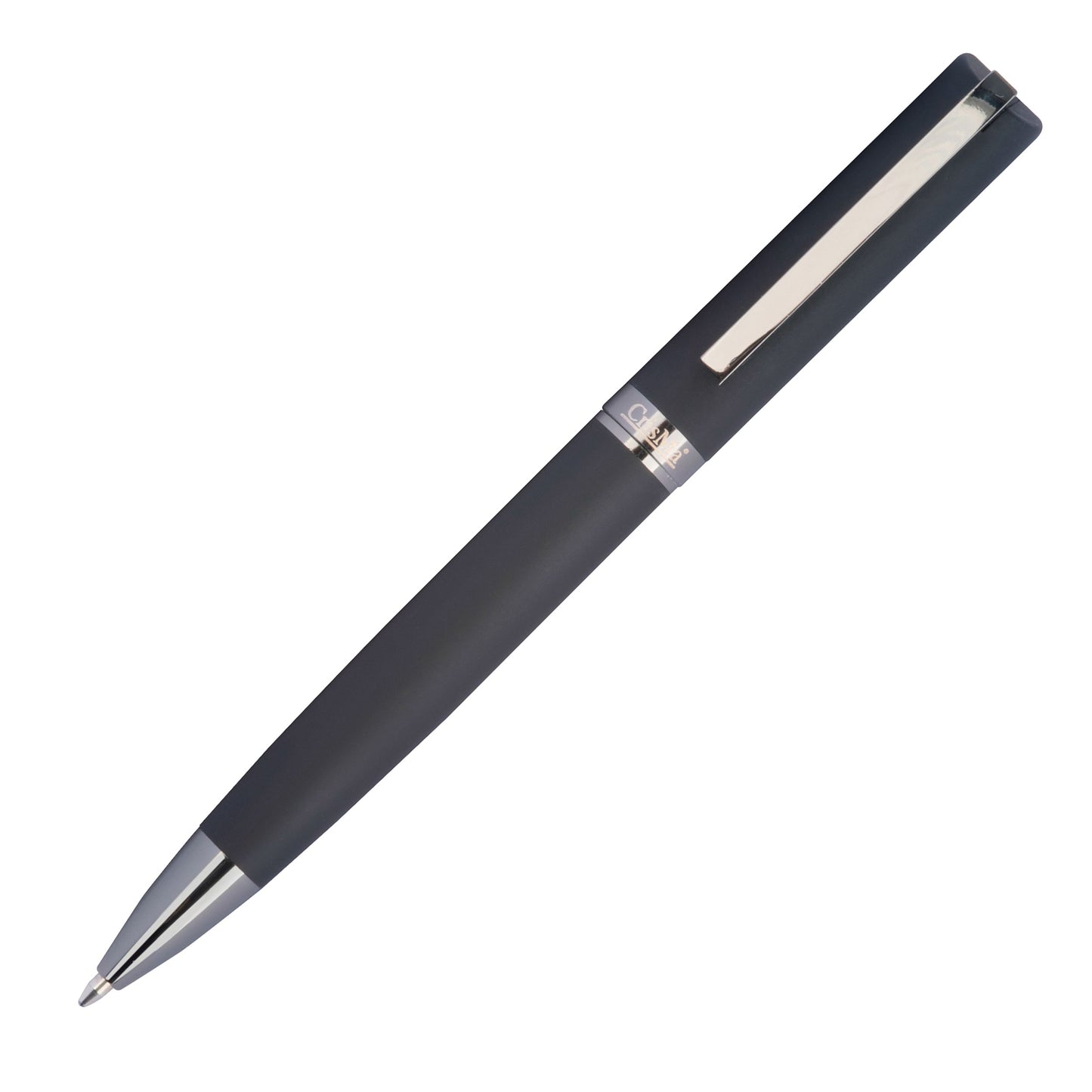 CrisMa Kugelschreiber aus gummierter Oberfläche mit Gravur | Edelstahl, Messing | in schwarzemn Etui inkl. Wunschgravur | blau schreibende Großraummine | mattes Design