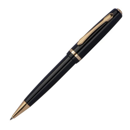 Eleganter Metall Kugelschreiber mit Gravur als Geschenk & Symbol mit Geschenkbox – Goldene Details & blaue Mine