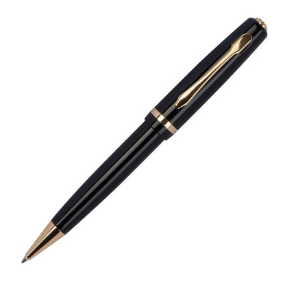 Eleganter Metall Kugelschreiber mit Gravur als Geschenk & Symbol mit Geschenkverpackung – Goldene Details & blaue Mine