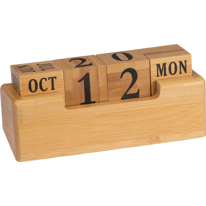 Schreibtischkalender mit Gravur | Bambus-Holz | Personalisiert | Kalender mit Wunschgravur & Symbolen | Lasergravur möglich