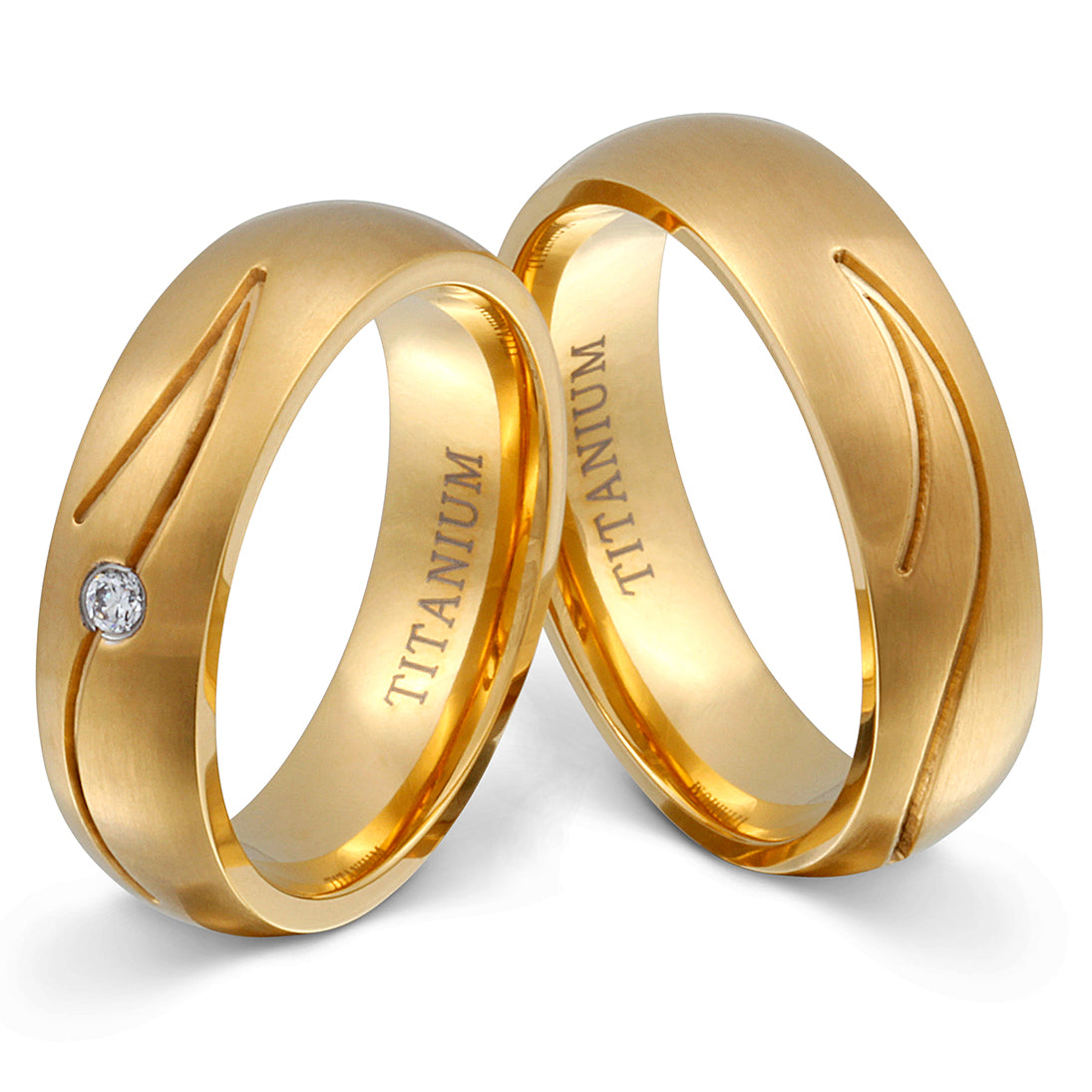 Golden River Partnerring-Set mit Handschriftgravur