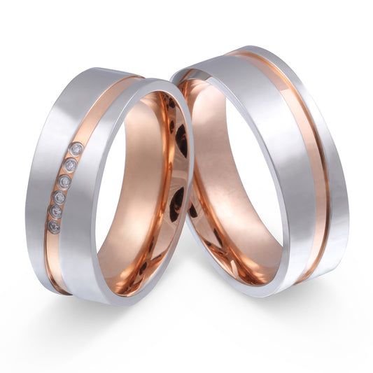 Paris Partnerring-Set mit Lasergravur