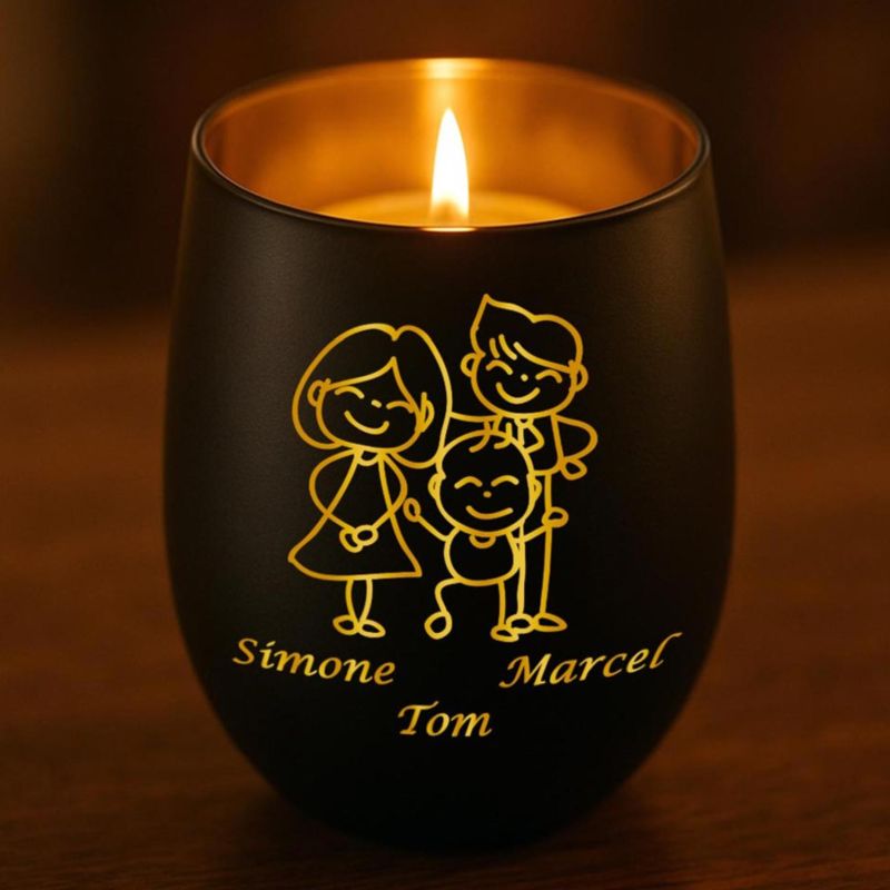Personalisiertes Windlicht mit Gravur | Motivwahl: Herz, Blume, Ring, Taube | Name + Spruch auf Glas | Geschenk für Frauen, Mama &amp; Paare | Hochzeit, Geburtstag, Valentinstag | Schwarz