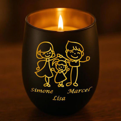 Personalisiertes Windlicht mit Gravur | Motivwahl: Herz, Blume, Ring, Taube | Name + Spruch auf Glas | Geschenk für Frauen, Mama &amp; Paare | Hochzeit, Geburtstag, Valentinstag | Schwarz