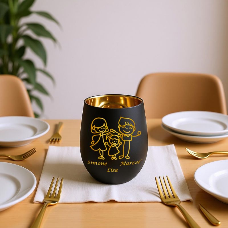 Personalisiertes Windlicht mit Gravur | Motivwahl: Herz, Blume, Ring, Taube | Name + Spruch auf Glas | Geschenk für Frauen, Mama &amp; Paare | Hochzeit, Geburtstag, Valentinstag | Schwarz